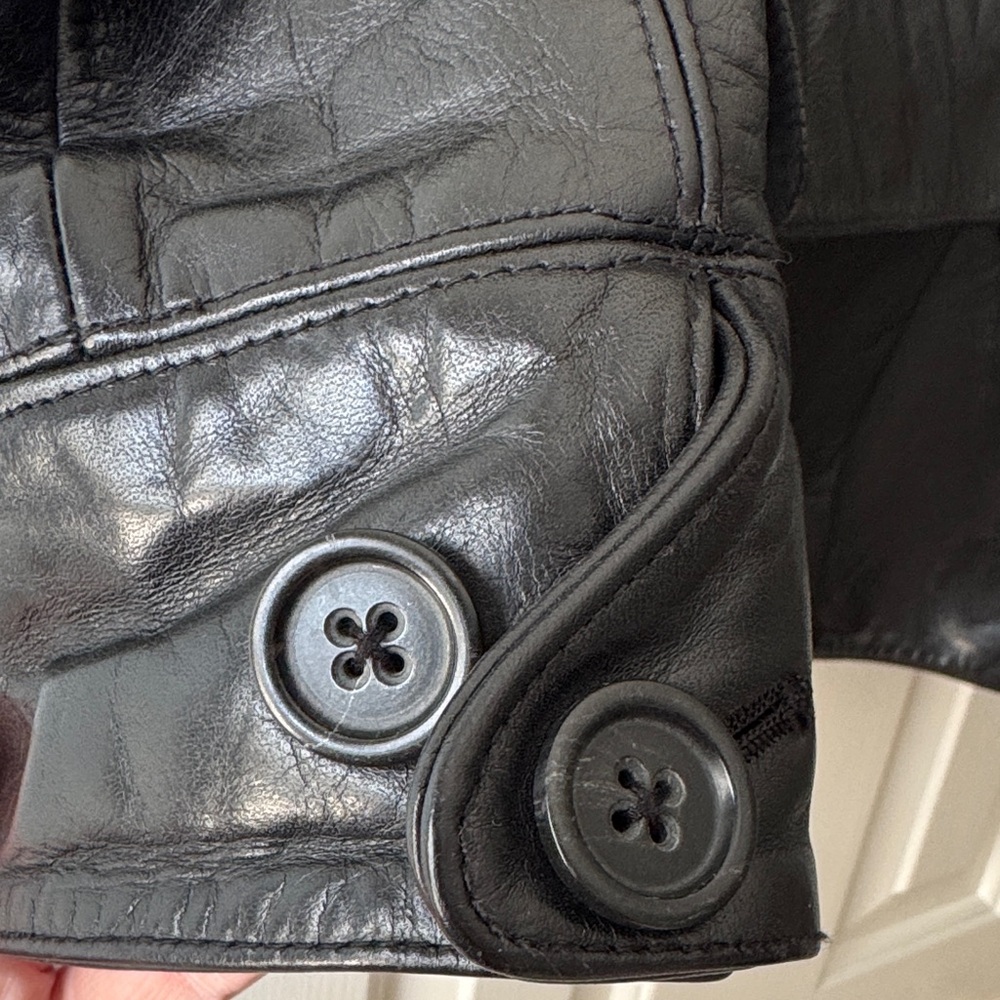 Banana Republic Black Leather Military Jacket - Picture 4 of 7